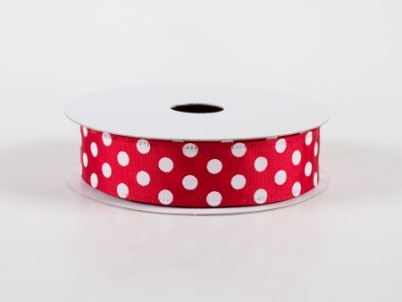 7 8  Dots Satin Ribbon: Red & White (10 Yards) Cheap