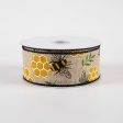 1.5  Honeycomb Bee Linen Ribbon: Natural (10 Yards) Hot on Sale