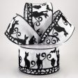 2.5  Flocked Halloween Cats Ribbon: White (10 Yards) Hot on Sale