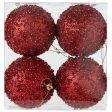 100mm Sequin & Glitter Ball Ornaments: Red (Box of 4) Supply