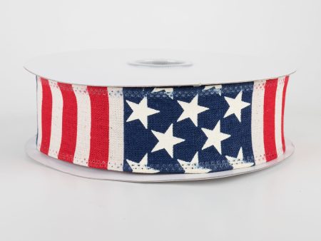 1.5  Flag Stripe Ribbon: Ivory, Red, White, Blue (10 Yards) Online