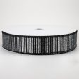 1.5  Satin Horizontal Glitter Stripe Ribbon: Silver on Black (50 Yards) Online now