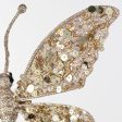 10  Glitter Butterfly Clip Ornament: Champagne Gold For Discount