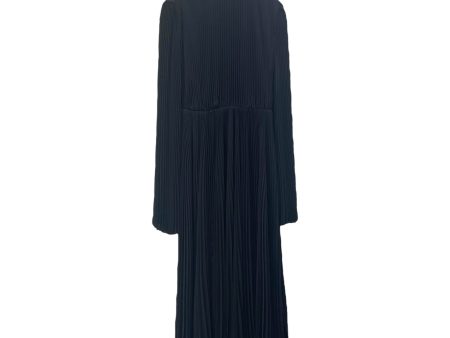 BALENCIAGA LS Dress 36 Polyester BLK Maxi Length Pleated Drawstring 725088TNO21 Fashion