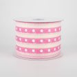 2.5  Studded Stripes Ribbon: Pink (10 Yards) Online Hot Sale