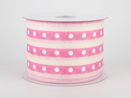 2.5  Studded Stripes Ribbon: Pink (10 Yards) Online Hot Sale