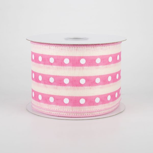 2.5  Studded Stripes Ribbon: Pink (10 Yards) Online Hot Sale