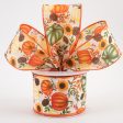 2.5  Satin Pumpkins & Sunflowers Ribbon: Cream (10 Yards) Sale