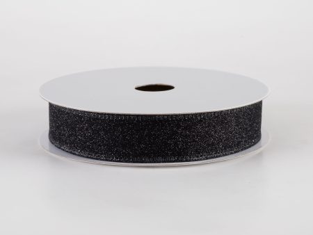 7 8  All Flat Glitter Wired Ribbon: Black (10 Yards) Online now