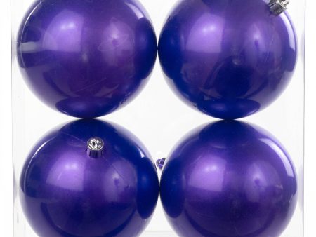 100MM Plastic Ball Ornament: Candy Apple Purple (Set of 4) Sale