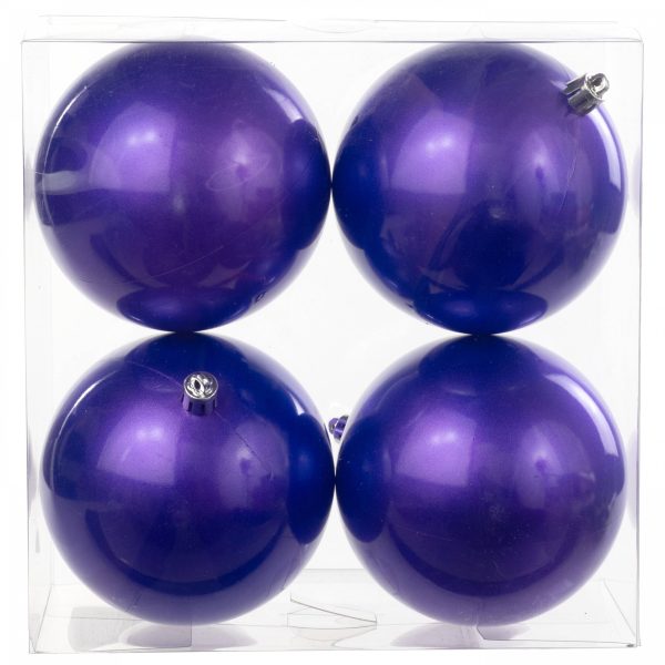 100MM Plastic Ball Ornament: Candy Apple Purple (Set of 4) Sale