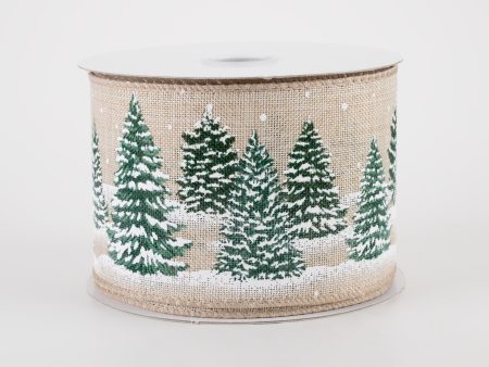 2.5  Snowscape Trees Ribbon: Green (10 Yards) Sale