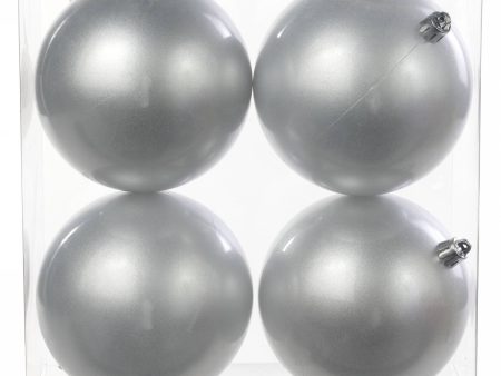 100MM Plastic Ball Ornament: Candy Apple Silver (Set of 4) For Sale