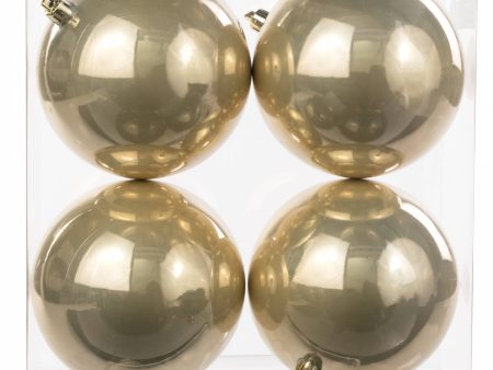 100MM Seamless Plastic Ball Ornament: Pearl Champagne (Set of 4) Sale