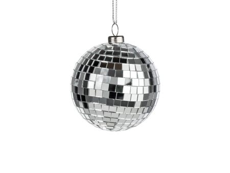 80mm Mirror Disco Ball Ornament: Silver Sale