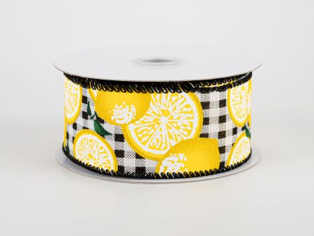 1.5  Gingham Lemons Ribbon: Black (10 Yards) Discount