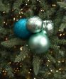 80-100mm Ball Ornament Cluster Ties: Metallic & Glitter Turquoise Blue Online now