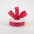 7 8  Dots Satin Ribbon: Red & White (10 Yards) Cheap