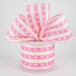 2.5  Studded Stripes Ribbon: Pink (10 Yards) Online Hot Sale