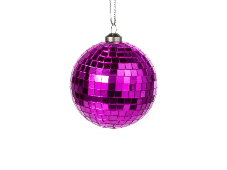 80mm Mirror Disco Ball Ornament: Hot Pink Online