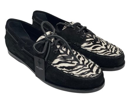 SAINT LAURENT Loafers EU 46 Animal Pattern Leather BLK ZEBRA PATTERN Online Sale