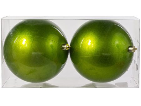 120MM Plastic Ball Ornaments: Candy Apple Lime Green (Set of 2) Hot on Sale