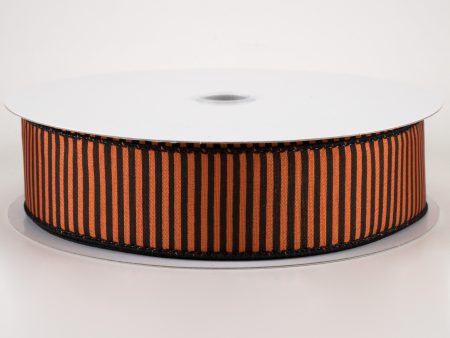 1.5  Satin Horizontal Thin Stripes Ribbon: Orange & Black (50 Yards) Online now