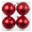 100MM Seamless Plastic Ball Ornament: Red (Set of 4) Fashion