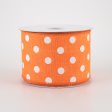 2.5  Stiff Linen Polka Dot Ribbon: Orange (10 Yards) Online Hot Sale