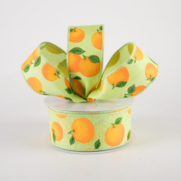 1.5  Linen Oranges Ribbon: Lime Green (10 Yards) Cheap