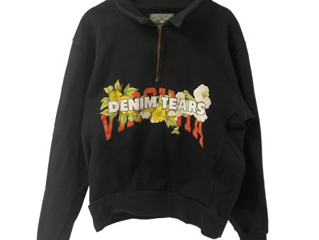 DENIM TEARS Zip Up Hoodie S Cotton BLK HALF ZIP Sale