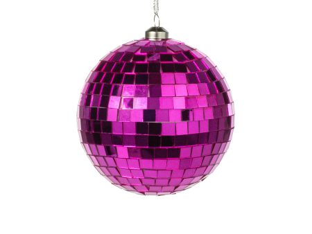 100mm Mirror Disco Ball Ornament: Hot Pink Hot on Sale