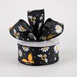 1.5  Linen Butterfly, Bees, Daisies Ribbon: Black (10 Yards) For Sale