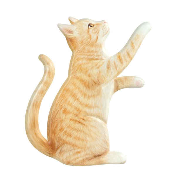 12  Metal Embossed Hanger: Pawing Tabby Cat Sale