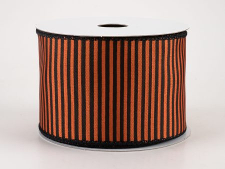 2.5  Satin Horizontal Thin Stripes Ribbon: Orange & Black (10 Yards) Sale