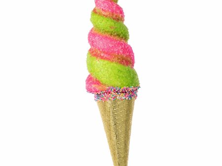 14  Swirl Ice Cream Cone Ornament: Pink & Green Online Hot Sale