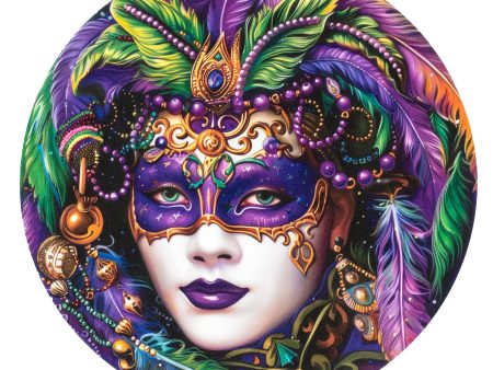 10.5  Round Waterproof Sign: Purple Mardi Gras Jester Lady Face For Sale