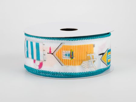 1.5  Beach House Ribbon: Pink, Yellow, Teal (10 Yards) on Sale