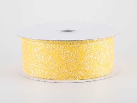 1.5  Candy Glittered Satin Ribbon: Yellow (10 Yards) Discount