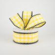 1.5  Dashed Edge Check Plaid Ribbon: Yellow & White (10 Yards) Online Sale