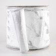 4  Designer Double Sided Metallic Leaf Ribbon: White & Platinum Silver (10 Yards) Online now