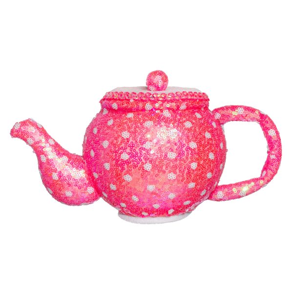 10  Sequin Polkadot Tea Pot: Iridescent Pink For Discount