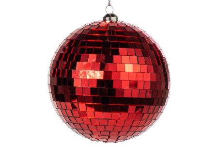 120mm Mirror Disco Ball Ornament: Red on Sale