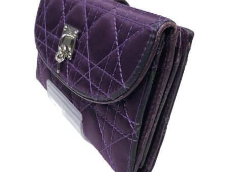 Christian Dior Long Wallet PPL Quilted Tri-Fold Discount