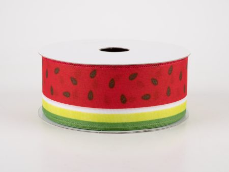 1.5  Watermelon Slice Satin Stripe Ribbon (10 Yards) Online now