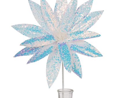 13  Sequin Fabric Flower Stem: Iridescent White For Discount