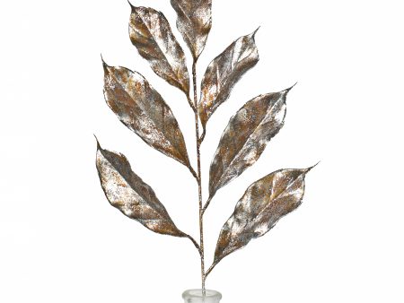 28  Metallic Magnolia Leaves Spray: Brown & Silver Sale