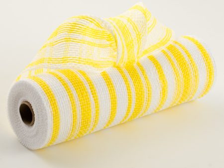 10  Fabric Ticking Mesh: Yellow & White Online Sale