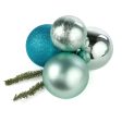 80-100mm Ball Ornament Cluster Ties: Metallic & Glitter Turquoise Blue Online now