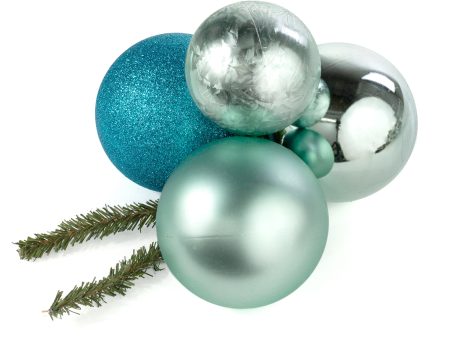 80-100mm Ball Ornament Cluster Ties: Metallic & Glitter Turquoise Blue Online now